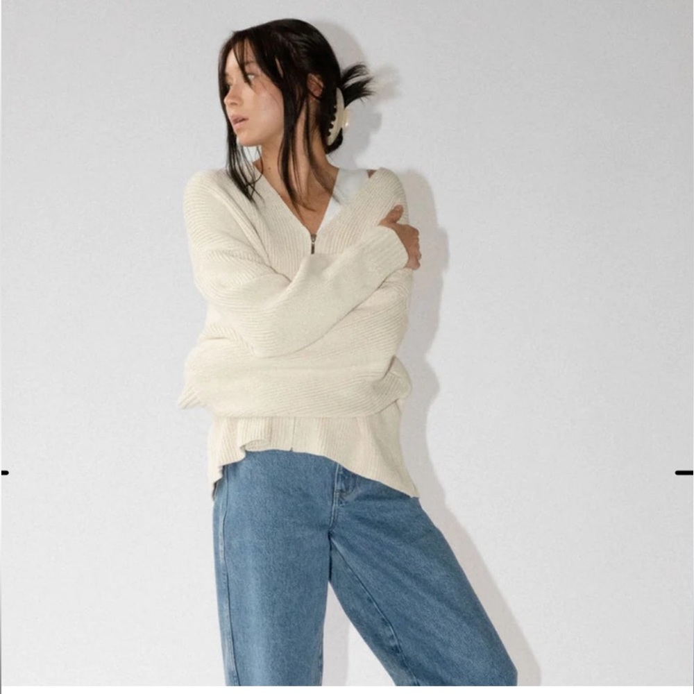 James Street Co Fran Zip Cardigan in light blue